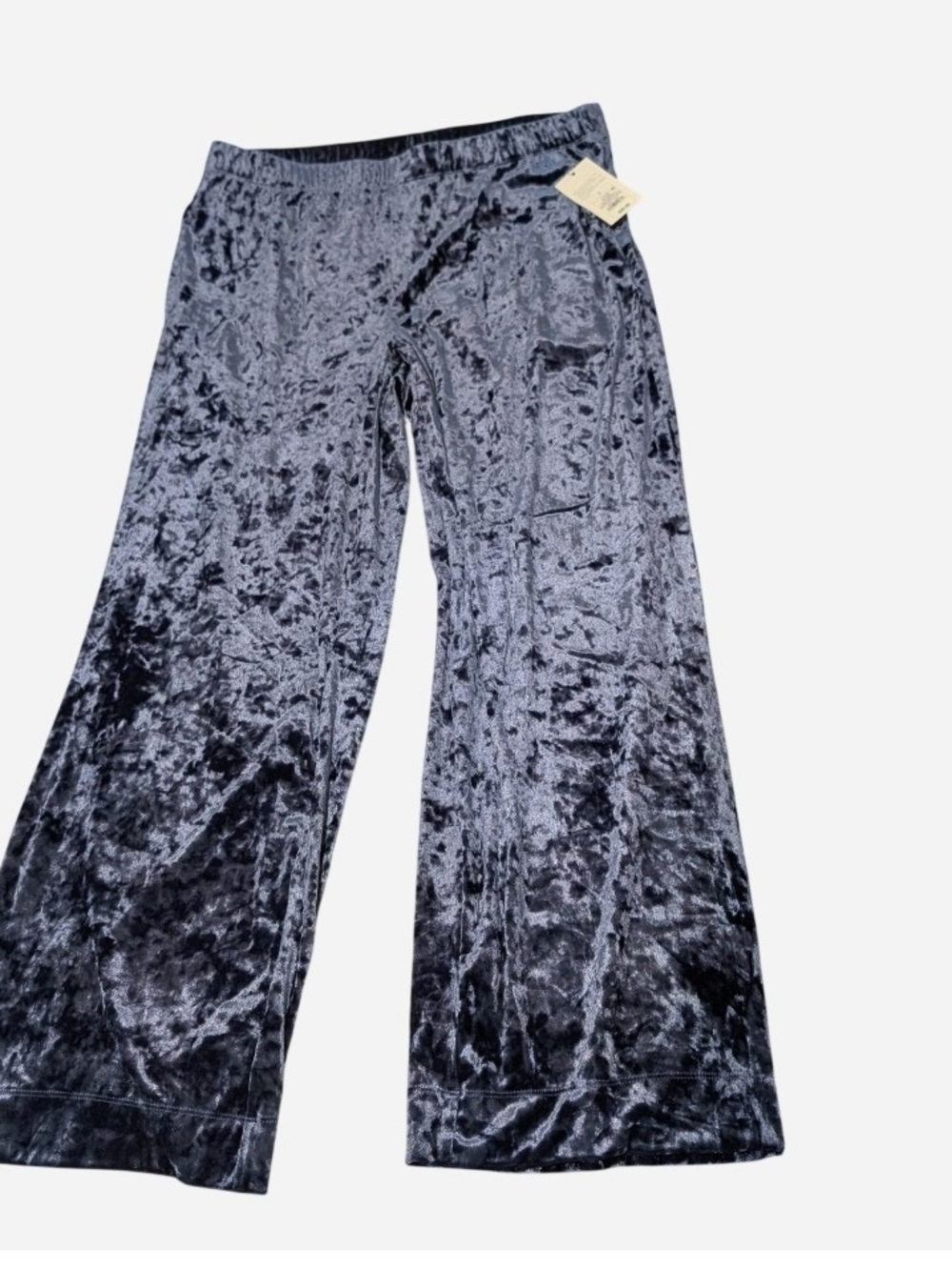 a new day Crushed Velvet Wide-Leg Pants - Charcoal Blue